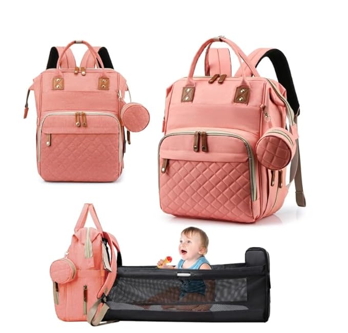 Winnies Diaper Bag with Changing Station & Foldable Bassinet Diaper Backpack