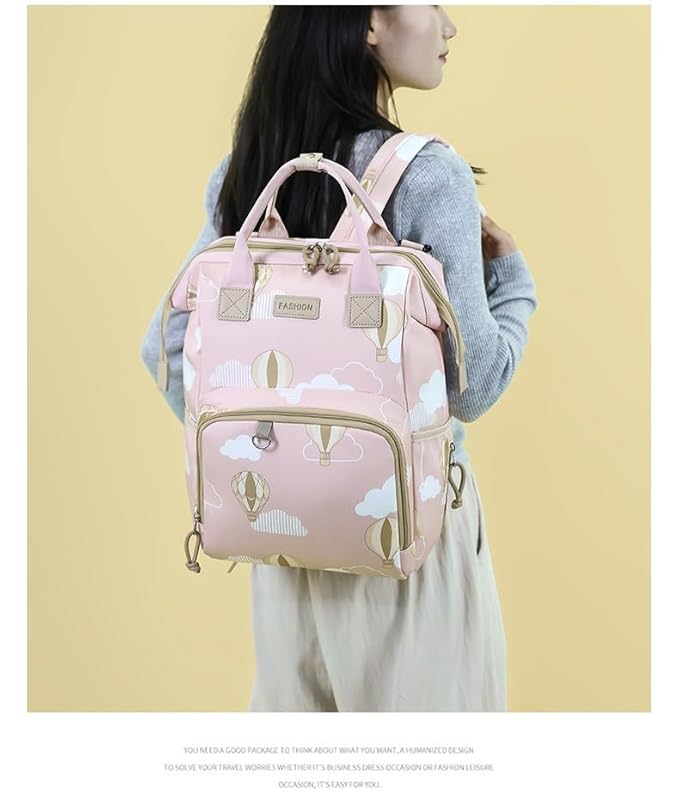 Winnies Printed Diaper Backpack | Waterproof Baby Bag with Wide Opening & Multi-Pocket Organizer