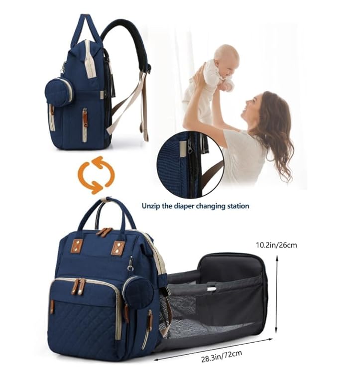 Winnies Diaper Bag with Changing Station & Foldable Bassinet Diaper Backpack