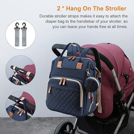 Winnies Diaper Bag with Changing Station & Foldable Bassinet Diaper Backpack