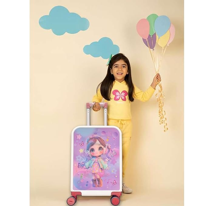 Winnies 20-Inch Kids Suitcase Trolley | 8-Wheel Hard Shell Travel Luggage for Girls