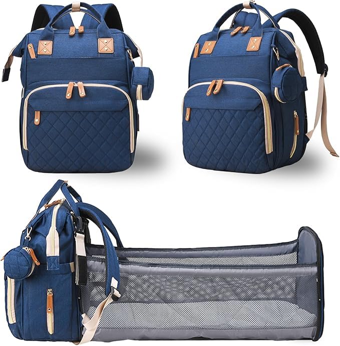 Winnies Diaper Bag with Changing Station & Foldable Bassinet Diaper Backpack