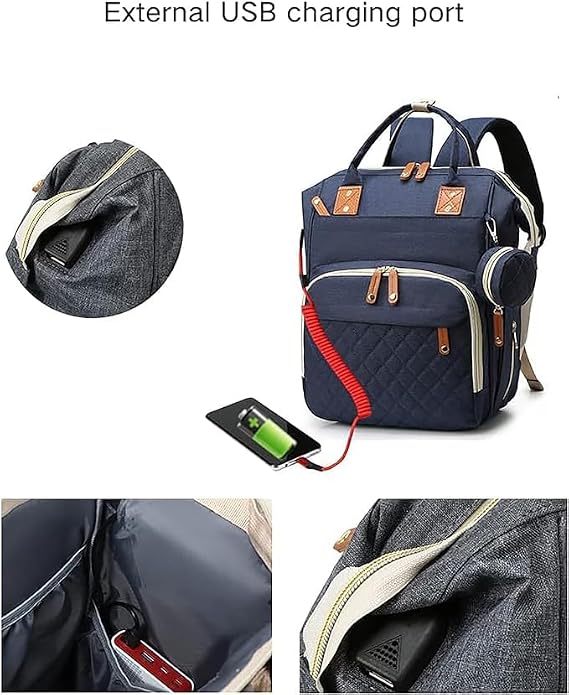 Winnies Insulated Diaper Backpack – Waterproof Travel Bag for Mom & Dad with Bottle Warmer Pockets