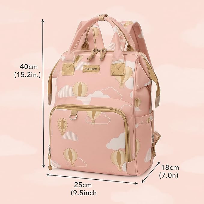 Winnies Printed Diaper Backpack | Waterproof Baby Bag with Wide Opening & Multi-Pocket Organizer