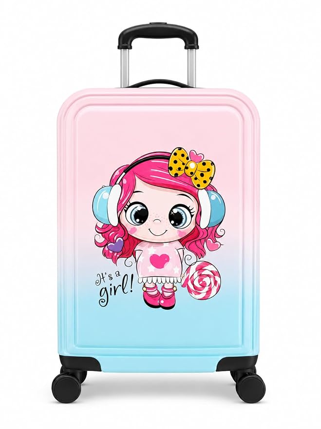 Winnies 20-Inch Kids Suitcase Trolley | 8-Wheel Hard Shell Travel Luggage for Girls