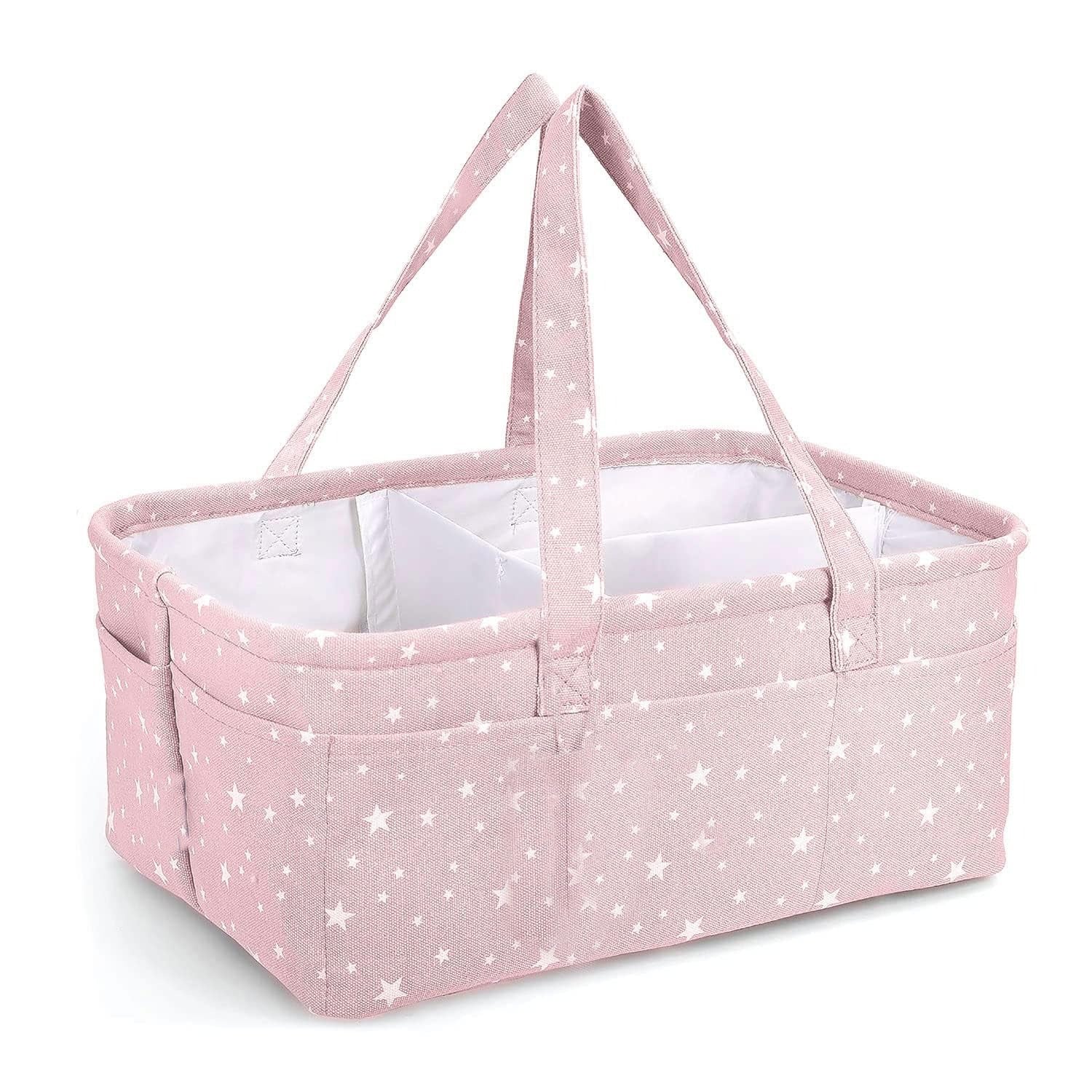 Winnies Cute Diaper Caddy Bag for Smart Mothers Baby Diaper Caddy Organizers Foldable and Portable (Pink Star)