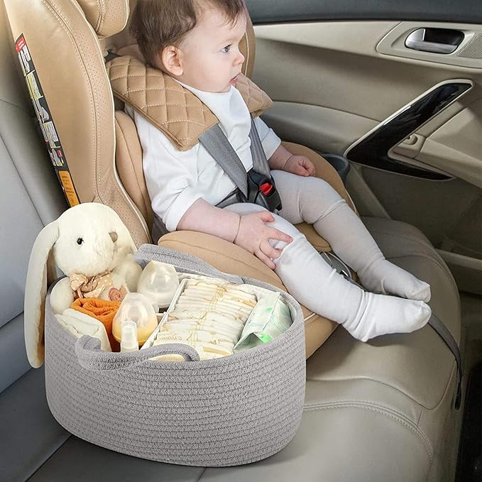 Winnies Baby Diaper Organizer Caddy | Portable Nursery Storage Basket for Baby Essentials